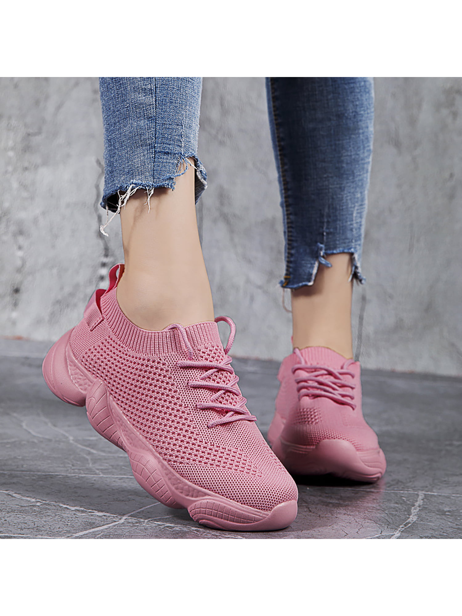 Women's Trainers Casual Sport Running Sneakers Tennis Shoes Breathable Pink