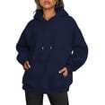 thumbnail image 1 of Womens Oversized Hoodies Fleece Sweatshirts Fall Fashion Pullover Sweaters Winter Clothes Navy Blue XXL, 1 of 9