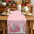 thumbnail image 4 of Christmas Pink Cotton Linen Table Runner Snowflake Stars Xmas Tree Dining Table Runners for Home Decor Party Dining Room Restaurant Kitchen Party 13" x 90", 4 of 9
