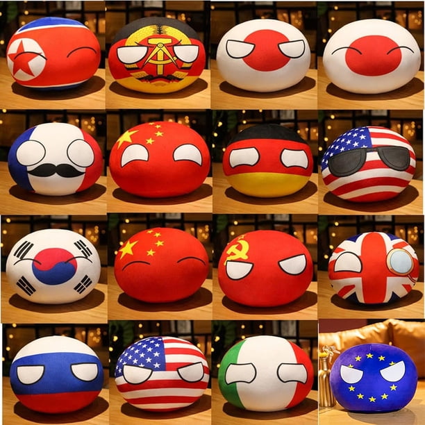16 Uds. De juguete de pelota de campo, colgante de felpa, muñeco de peluche, Countryball, URSS, EE. UU., FRANCIA, RUSIA, REINO UNIDO, JAPÓN, ALEMANIA, ITALIA, Corea, regalos para niños de 10cm