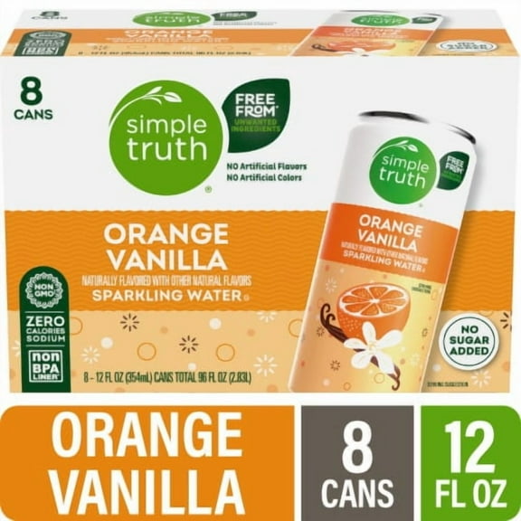 Simple Truth Orange Vanilla Sparkling Seltzer Water Cans