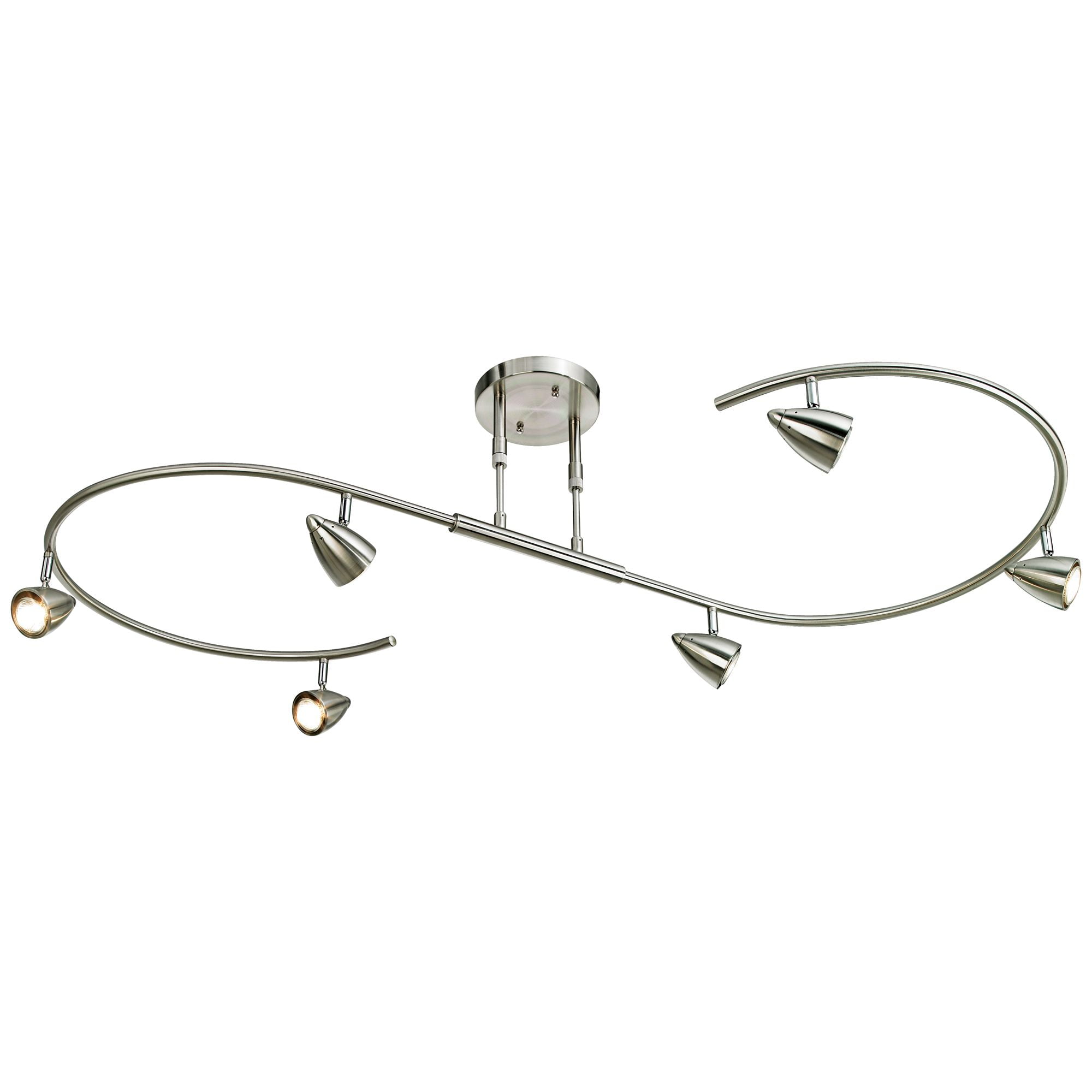 Pro Track Salazar S-Wave 6-Light Heads LED Ceiling Track Light Fixture Kit GU10 Brushed Nickel Finish Mid Century Modern 54" Wide