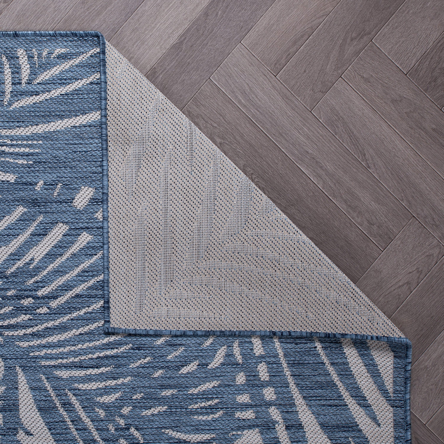World Rug Gallery Contemporary Palm Leaf Textured Flat Weave Indoor/Outdoor Area Rug - BLUE 5' X 7'