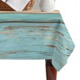 thumbnail image 4 of Farmhouse Aqua Brown Table Cloth Waterproof Tablecloths, Vintage Wooden Striped Tablecloth Dining Table Cover for Kitchen Party Tabletop Outdoor, Rectangle Tablecloth 52x70 Inch, 4 of 9