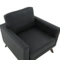 thumbnail image 4 of Leisuremod Chester Modern Faux Leather Armchair With Birchwood Base Contemporary Living Room Accent Armchair (Black), 4 of 7