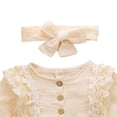 thumbnail image 3 of PENGXIANG Baby Girls Solid Color Long Sleeve Ruffle Romper Autumn Outfit 0-24 Months, 3 of 5