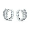thumbnail image 2 of Bling Jewelry Womens CZ Emerald Cut Milgrain Edge Hoop Huggie Earrings 0.5 Inch, 2 of 5