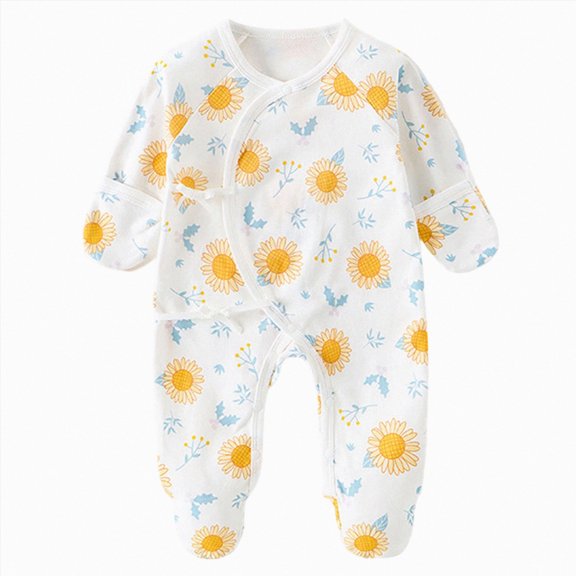 JUMEYU Summer Rompers for Baby Girls Newborn Baby Girl Fall Clothes Ribbed Long Sleeve Romper with Headband Infant 2Pcs Coming Home Outfit 0 3 6 9 12 18 Months (Light Yellow,1-3 Months)