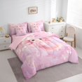 thumbnail image 2 of Manfei Pastel Floral Twin Bedding,Sakura Axolotl Bedding Comforter Set For Girls,Pink,Pink Reversible,7 Pieces, 2 of 8