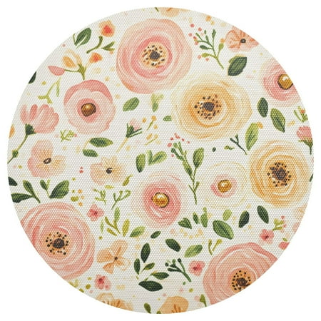 

Soft Pink Floral Pattern 6-Piece 15.4in Durable PVC Plate Mats Heat-Resistant for Parties and Dining