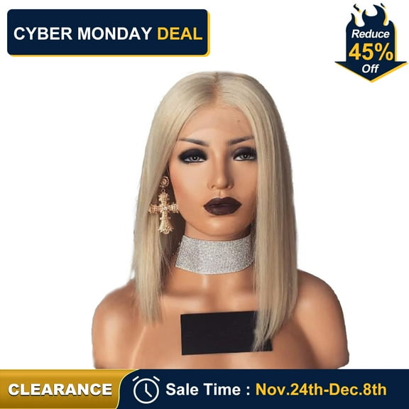 Dopi Women Blonde Remy Human Hair Wig Short Bob Full Wigs Pre Plucked Glueless Wigs