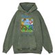 thumbnail image 4 of Sudadera con capucha holgada estilo hip hop para hombre, estilo retro desgastado, lavado con mi primera pelea con cuchillos, cómics divertidos, 100 % algodón, para otoño, 4 of 5