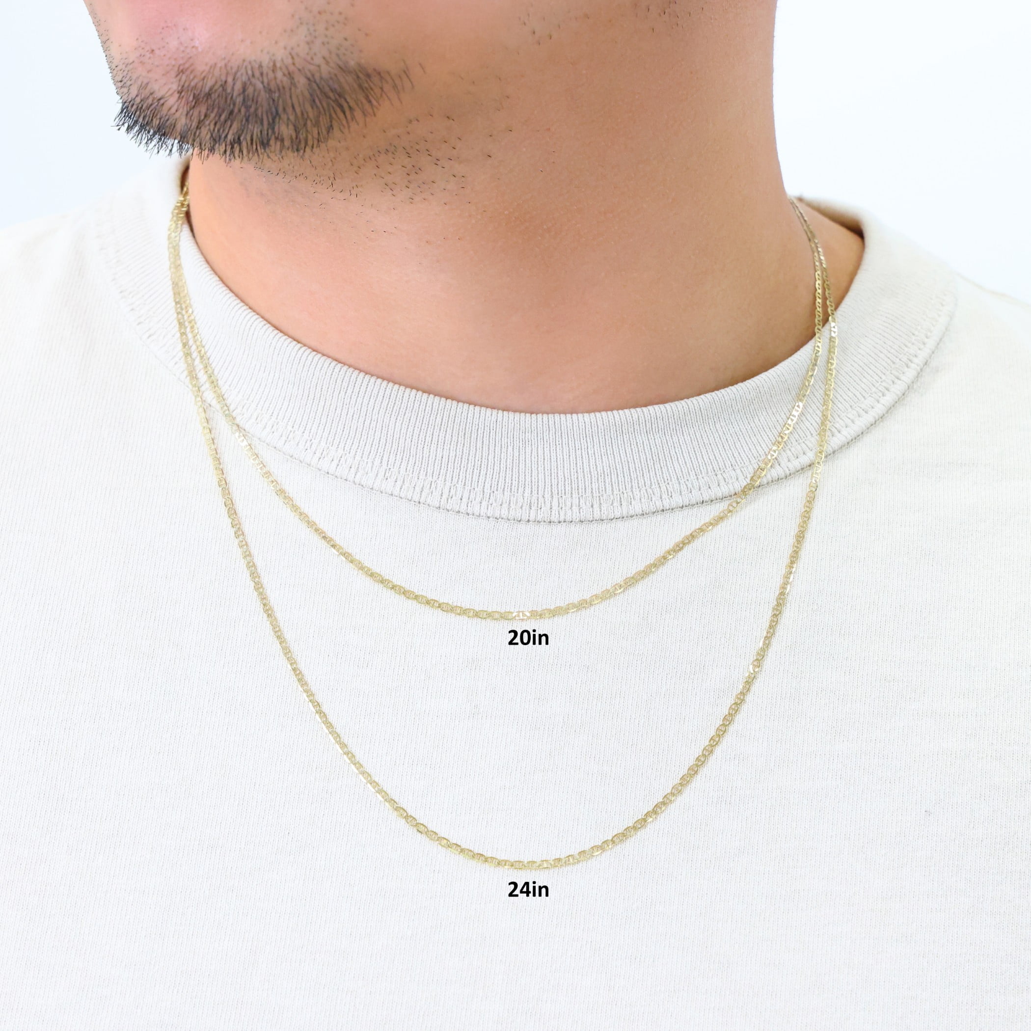 Nuragold 14k Real Yellow Gold Solid Mariner 2mm Chain Anchor Link Necklace (16"-24") Italian Jewelry for Men & Women