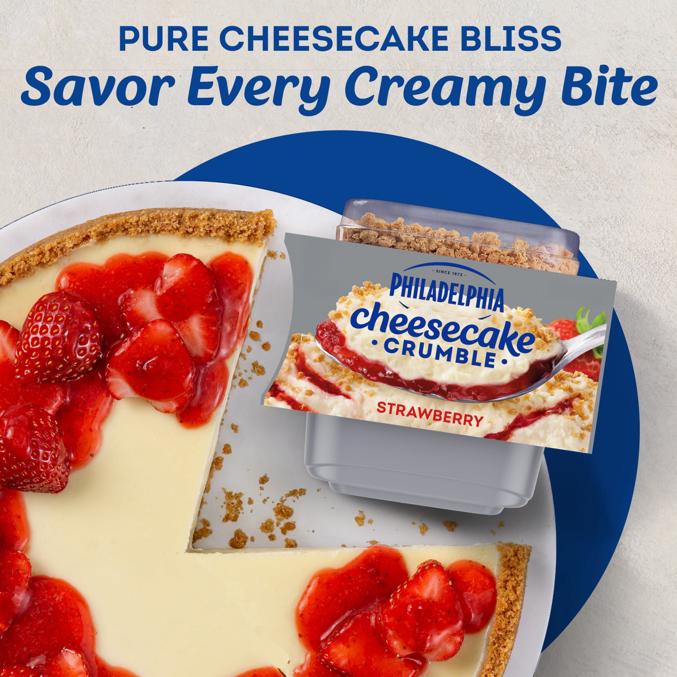 Philadelphia Cheesecake Crumble Dessert, 2 Pack, for Easy Desserts and On-the-Go Snacking, Strawberry, No Artificial Preservatives, Flavors or Dyes, 6.6 oz