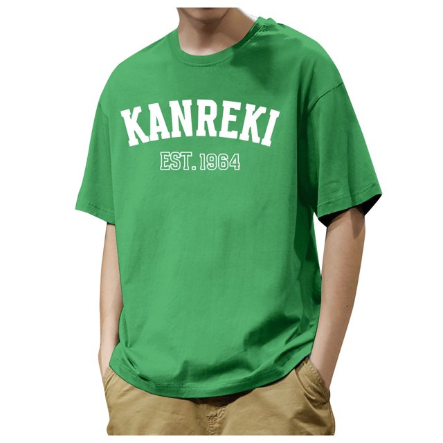 Huesdet T-Shirts Décontractés Ajustés à Manches Courtes pour Hommes, Doux et Légers, Col en V/col Rond, T-Shirts Graphiques pour Hommes (Vert, TG)