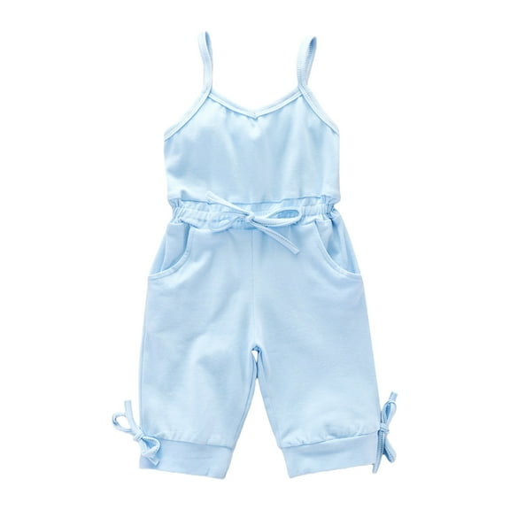 Vividxx Toddler Girls Sleeveless Suspenders Solid Color O-Neck Romper Jumpsuit Clothes Birthday Onesie