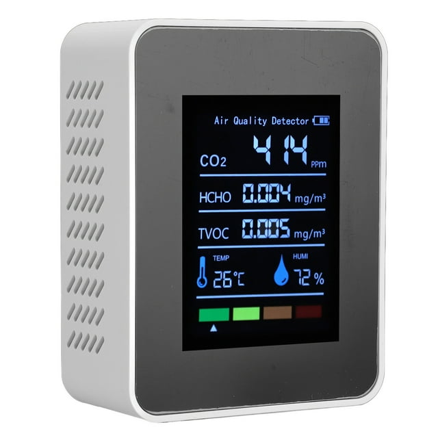 Monitor Inteligente de Del Aire, CO2 TVOC HCHO Temperatura de Humedad 5 en 1, Medidor de del Aire, Detector Portátil de del Aire Para Interiors
