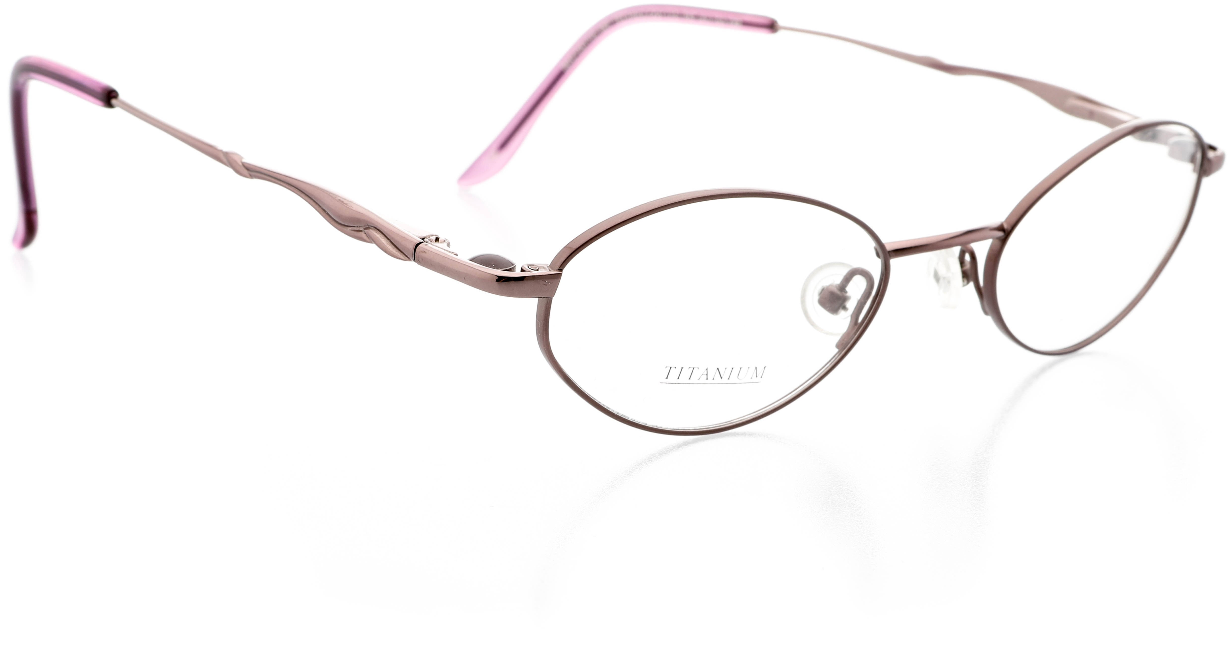 Womens Optical Eyewear - Oval Shape, Titanium Full Rim, Shiny Plum Matte Plum