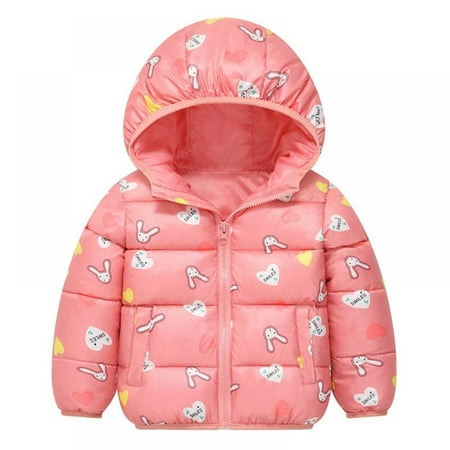 

Baby Boys Girls Winter Jacket Down Cotton Windproof Warm Winter Coats With Cute Rabbit Printed 1-6Y