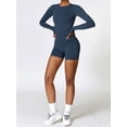 thumbnail image 2 of KelaJuan Women’s Two Piece Yoga Outfits Long Sleeve Crew Neck Tops and Shorts Set Active Wear, 2 of 6