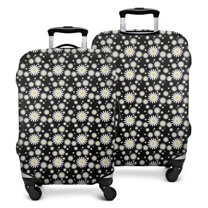 Black Daisy Flower White Blooms Pattern Luggage Cover Fashion Suitcase Cover Baggage Covers Fit 25-28 Inch Luggage (Go Travel)