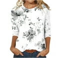 thumbnail image 2 of Babysbule Printed Loose 3/4 Sleeves Round Neck Casual Blouses & Tops Women's, 2 of 5
