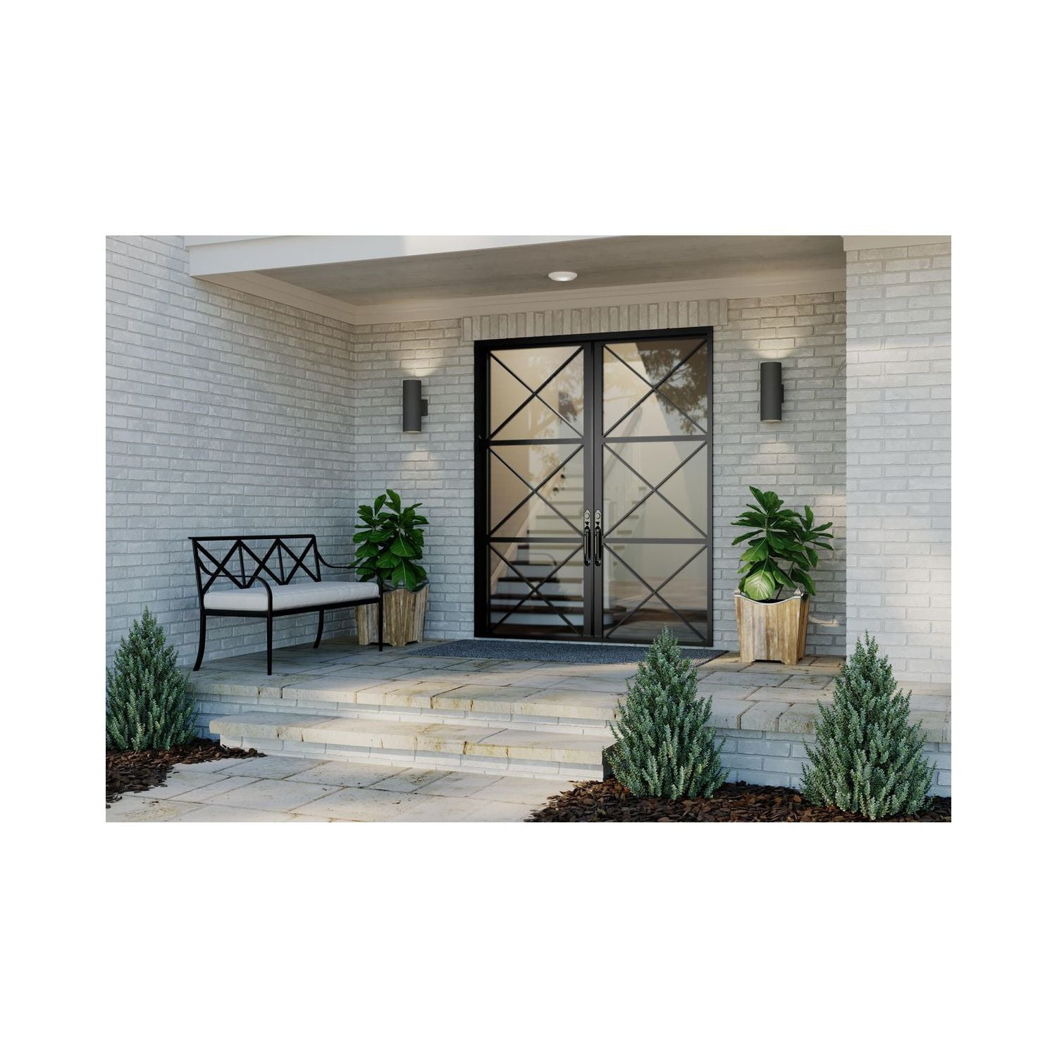 P5675-31/30K-Progress Lighting-Cylinder - Outdoor Light - 2 Light in Modern style - 5 Inches wide by 14 Inches high-Black Finish-LED Lamping Type