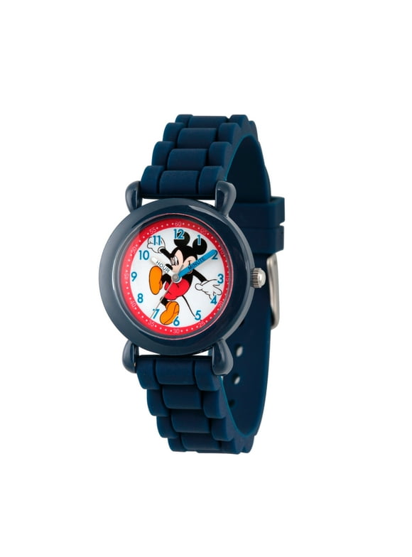 Mickey Mouse Boys' Blue Plastic Time Teacher Watch, Blue Silicon Strap