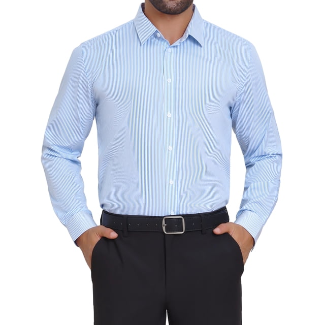 CAMISAS DE NEGOCIO DE MANGA LARGA PARA HOMBRES CON PATRÓN A CUADROS XL AZUL Y BLANCO