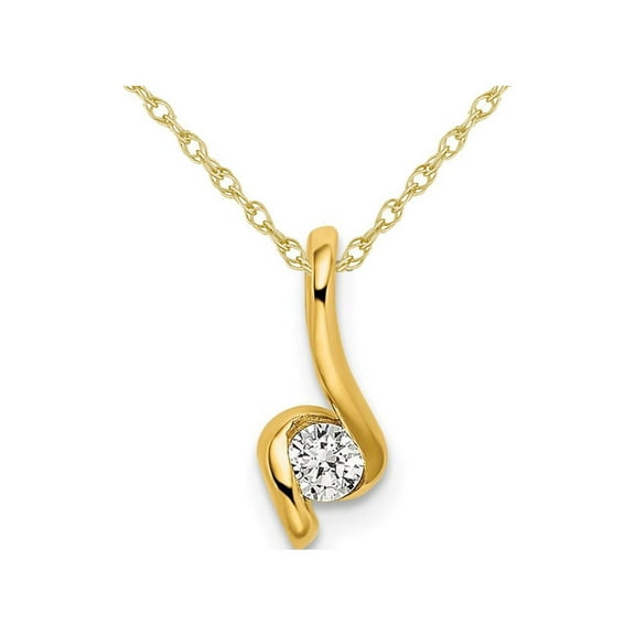 1/10 Carat (Ctw H-I, SI1-SI2) Lab-Grown Diamond Solitaire Pendant Necklace in 14K Yellow Gold with Chain