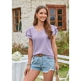 thumbnail image 4 of 2024 Summer New Women's T-shirt Hole Hollow Lotus Sleeve Casual Top, 4 of 5