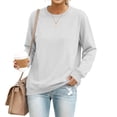 thumbnail image 3 of UDAUDU Womens Oversized Sweatshirts Long Sleeve Shirts 2026 Fall Tops | Crewneck, Lightweight Soft Stretchy Material, Loose Fitted Workout Gym Basic Tee, Fall Winter Fashion Y2k Tunic Light Gray 3XL, 3 of 8