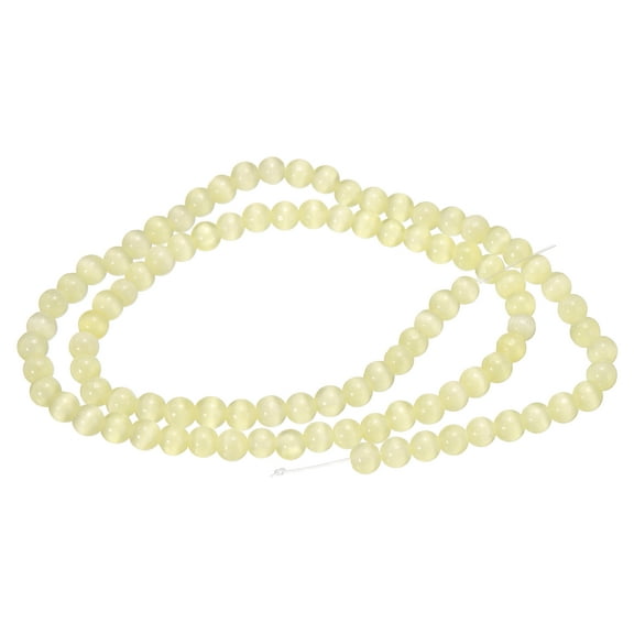 Uxcell 98pcs Honey Yellow Cat's Eye Stone Beads 4mm Round Smooth Gemstone Crystal Loose Bead for Jewelry Making Bracelets Necklace Earrings DIY