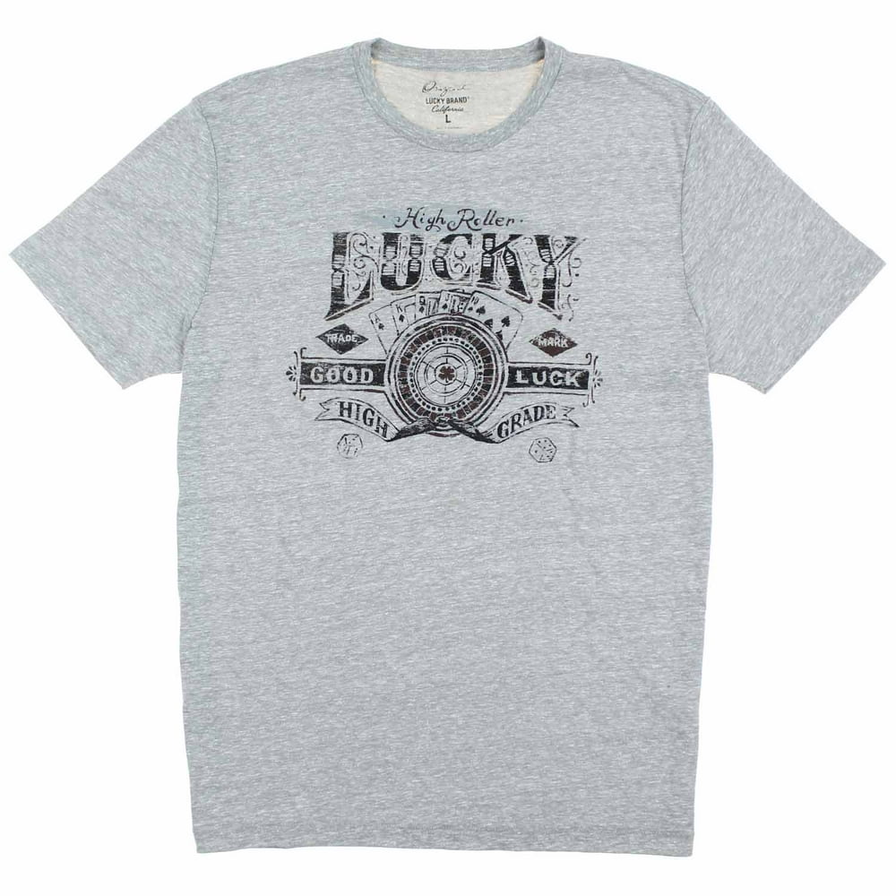 Lucky Brand LUCKY BRAND Mens Graphic Tee Shirt (Grey High Roller