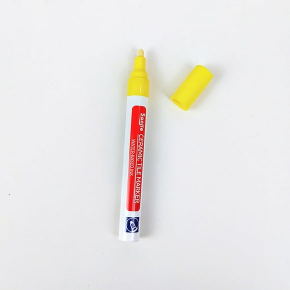 Grout Tile Pen for Bathroom Cleaning, All-Natural Grout Marker Pen, Grout Pen for Stain and Dirt Removal, Grout Styling Pen with Brush Tip. Yellow
