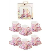 Talking Tables BG-CUPSET Blossom Party Paper Tea Cups, Pack of 12, Height 8cm, 3", Pink and Gold