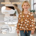 thumbnail image 5 of DISNIMO Floral Tulip Print Girls Lace-up Shirts Long Sleeve Tops with Tie Hem Loose Fits Casual Tees Soft Crew Neck Pullover Tops, 5 of 8