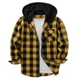 thumbnail image 5 of Afuyipoi Mens Flannel Shirt Jacket, Quilted Lined Plaid Shirt Long Sleeve Button Down Hoodie Jackets Yellow L, 5 of 5