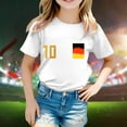 thumbnail image 2 of LUOGENLI T-Shirt pour Filles 2025 Coupe d'Europe pour Enfants Mode Équipe Imprimé Manches Courtes Col Rond Haut T-Shirt 10 Maxi Hauts Ensemble Blanc 6-7 Ans, 2 of 4