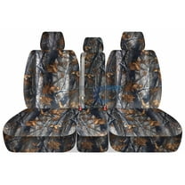 Fits 2011-2014 Ford F-150 Camo Seat Covers 40/20/40 Bench 3 Headrests Solid Console：Gray Real Tree