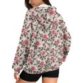 thumbnail image 2 of FOR U DESIGNS Pink Rose Zipper Hoodies for Women Oversized Trendy Hoodie Size XS Lightweight Hooded Zip Up Sweatshirt Women Activewear Tops Long Sleeve Sportswear, 2 of 7