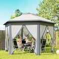 thumbnail image 2 of Outsunny 13' x 13' Pop Up Canopy Tent with Netting and Carry Bag, Grey, 2 of 10