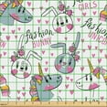 thumbnail image 2 of Ambesonne Cartoon Fabric by the Yard Upholstery, Bunny Unicorn Heart Flower, 10 Yards, Pink and Blue Grey, 2 of 5