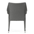 thumbnail image 3 of Noble House Mirage Wicker Stacking Patio Dining Arm Chair in Gray (Set of 4), 3 of 10