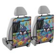 thumbnail image 2 of Car Seat Back Protector,Waterproof & Stain Resistant Kick Mats with Tablet Holder & Organizer Pockets,Easy-Clean Nylon Back Seat Protector Sharks, 2 of 7