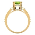 thumbnail image 4 of Clara Pucci 14K Yellow Gold Solid Gold Peridot Solitaire with Accents Anniversary Ring for Women - 2.45 cttw Emerald Cut, 4 of 8