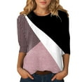 thumbnail image 1 of Fvwitlyh Tee-Shirt Femmes Tops Trois Quarts Manches Slim Fit Mignon Tops Col Rond Slim Fit Demi-Manche Tee-Shirts Violet, M, 1 of 5