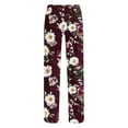 thumbnail image 5 of Olyvenn Women's Comfy Pajama Pants Wide Leg Lounge Palazzo Yoga Pants Stretch Casual Floral Print Drawstring Waist Pants Multicolor 4-6, 5 of 6