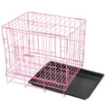 thumbnail image 4 of BRIGHTFUFU Jaula plegable para perros pequeños Jaula de alambre de metal rosa con bandeja Portador portátil para mascotas para gatos y conejos Jaula para conejos Jaula para perros, 4 of 8