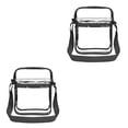 thumbnail image 2 of Jumpingount Bolso de hombro transparente de PVC, bandolera con doble cremallera, organizador de viaje, gran capacidad, portátil, para hombres y Negro 2piezas, 2 of 6